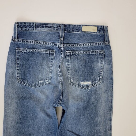 AG Isabelle High Rise Straight Crop Distressed Torn Jean in Wind Worn - Picture 3 of 9